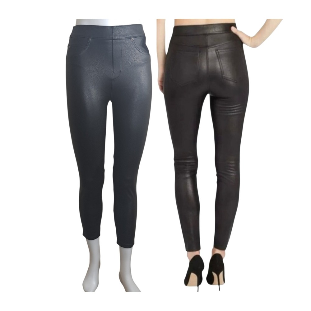 Spanx‎ Vegan Leather Like Ankle Skinny Pants 20475Q Luxe Black Petite Small